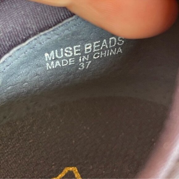 ASHMIDNIGHT 'MUSE BEADS' EMBELLISHEDLACE AND SATIN SNEAKERS 37/7 - Picture 13 of 14